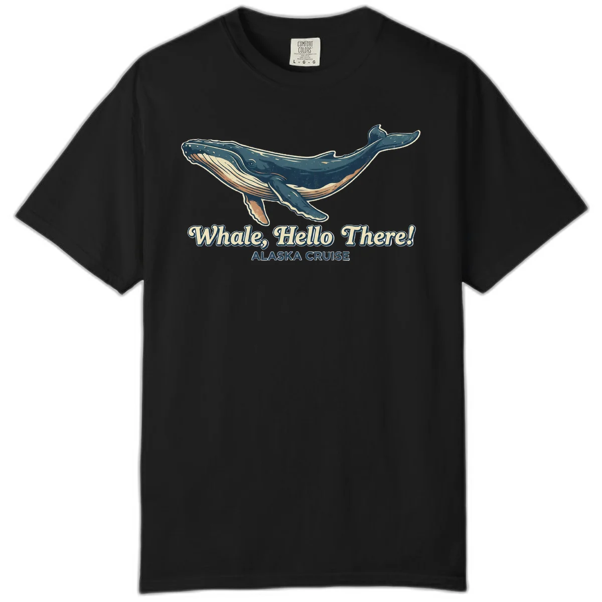 A01 Whale Hello Cruise Comfort Color Tee in Black
