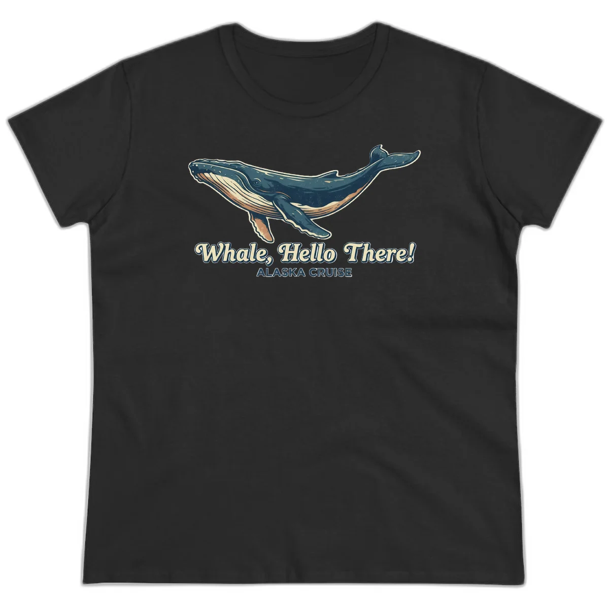 A01 Whale Hello Cruise Ladies Tee in Black