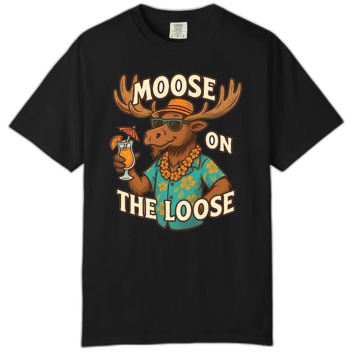 A04 Moose On The Loose Comfort Color Tee in Black