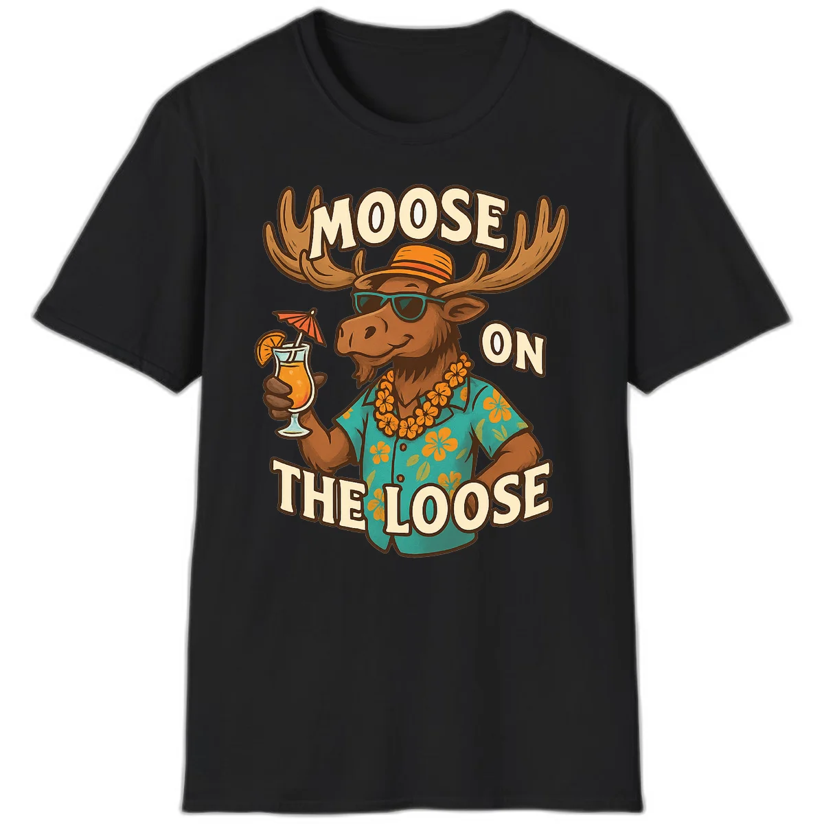 A04 Moose On The Loose Tshirt in Black