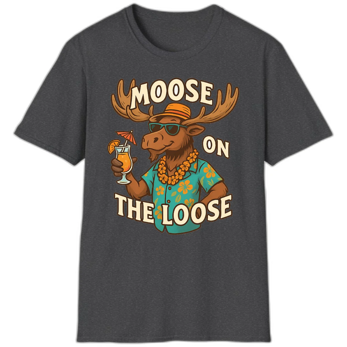 A04 Moose On The Loose Tshirt in Dark Heather