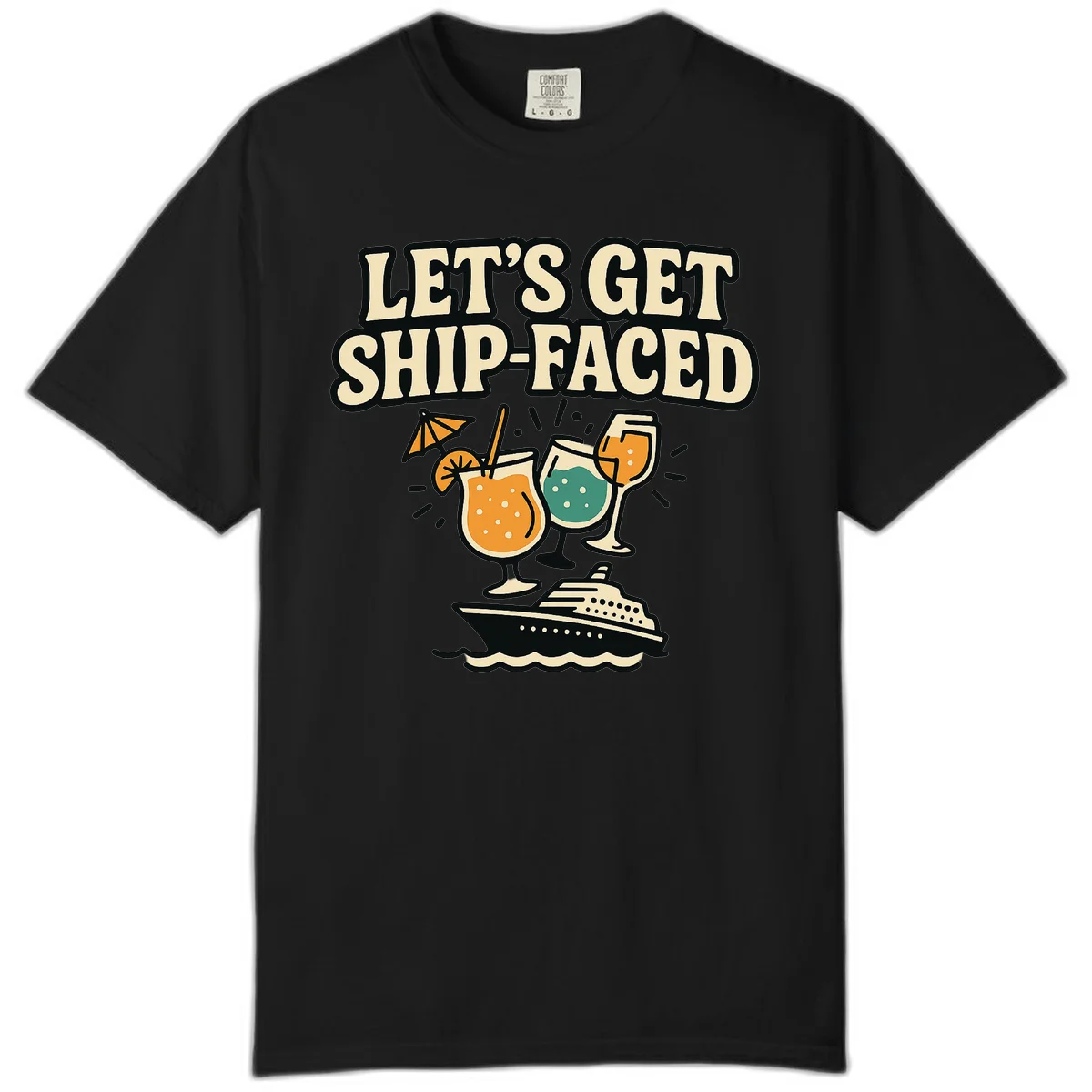 A05 Ship Faced Cruise Comfort Color Tee in Black