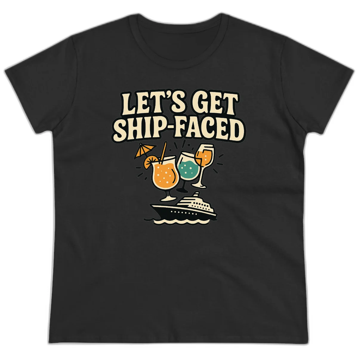 A05 Ship Faced Cruise Ladies Tee in Black