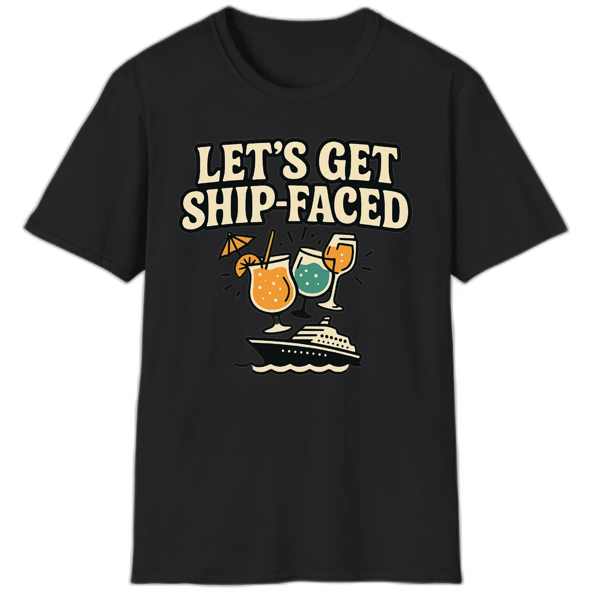 A05 Ship Faced Cruise Tshirt in Black