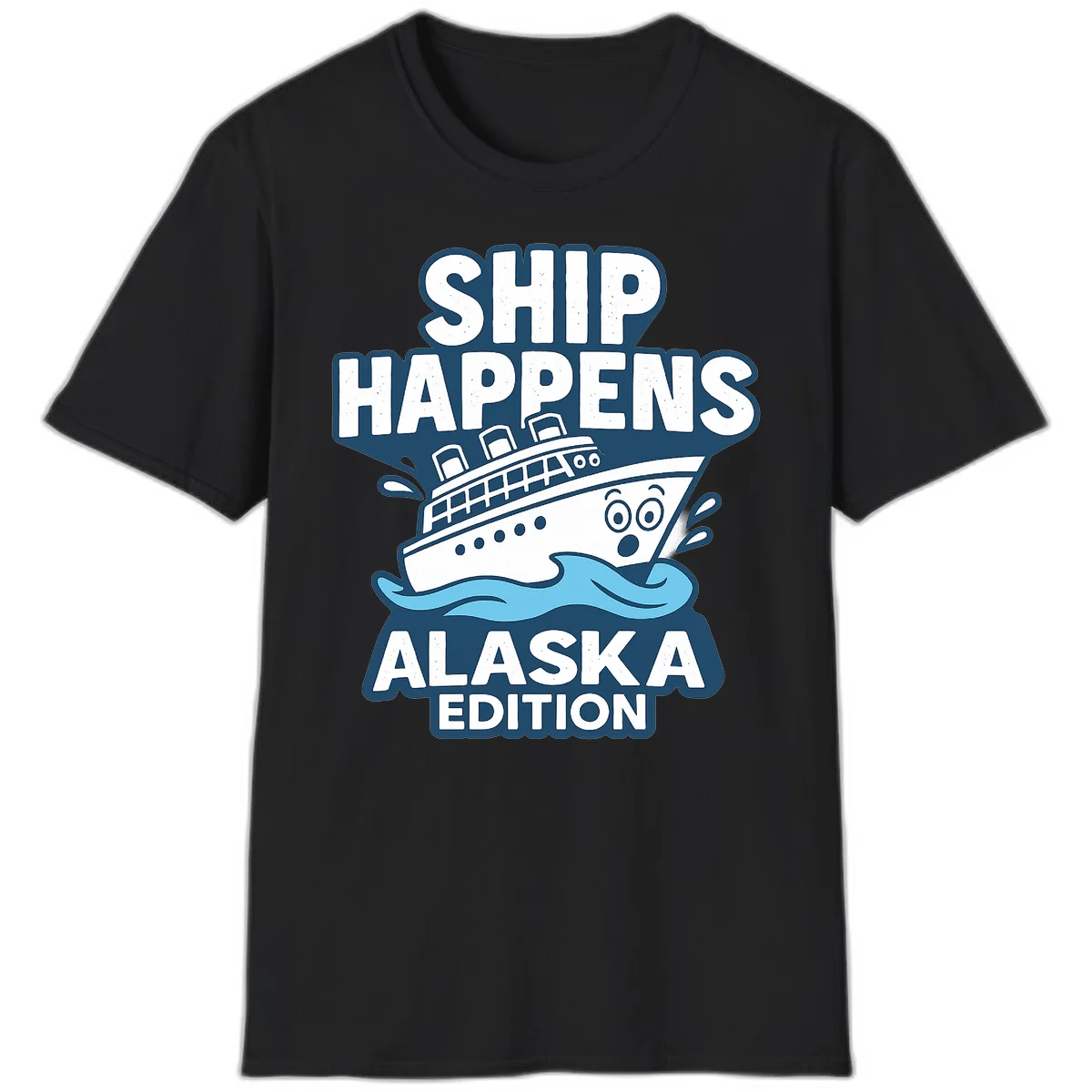 A07 Ship Happens Alaska Tshirt in Black