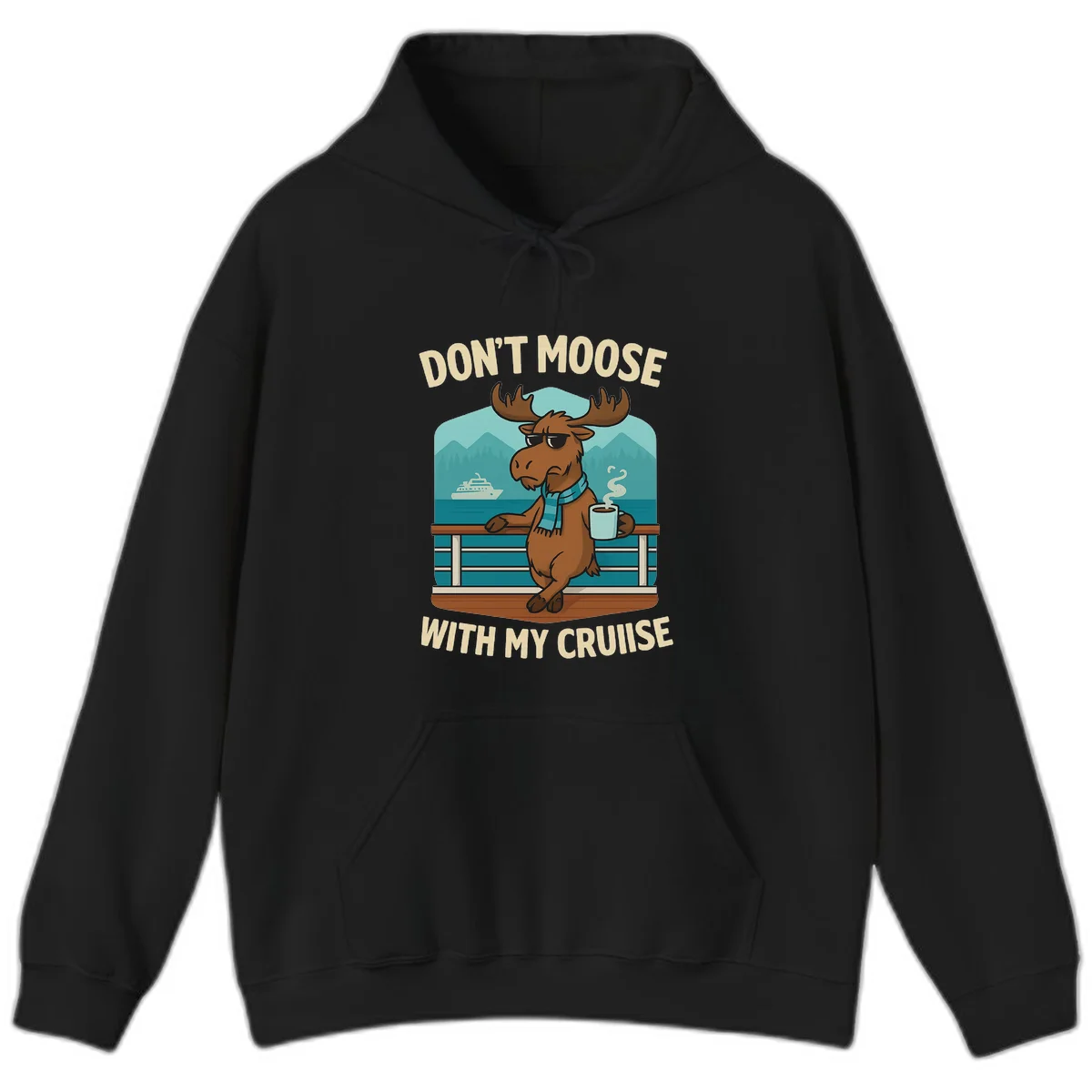 A08 Moose Cruise Pun Hoodie in Black