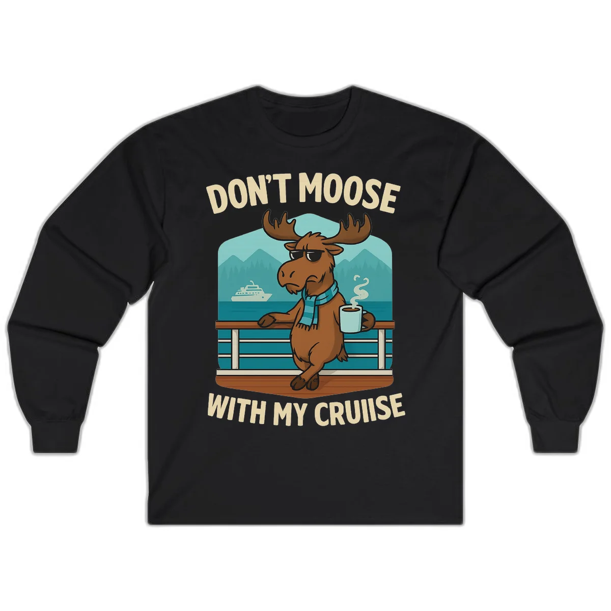 A08 Moose Cruise Pun Long Sleeve in Black