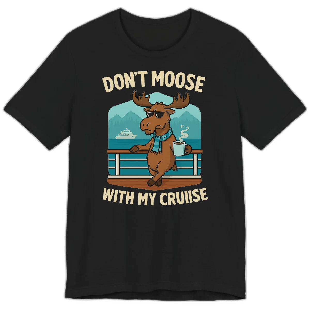 A08 Moose Cruise Pun Premium Tee in Black