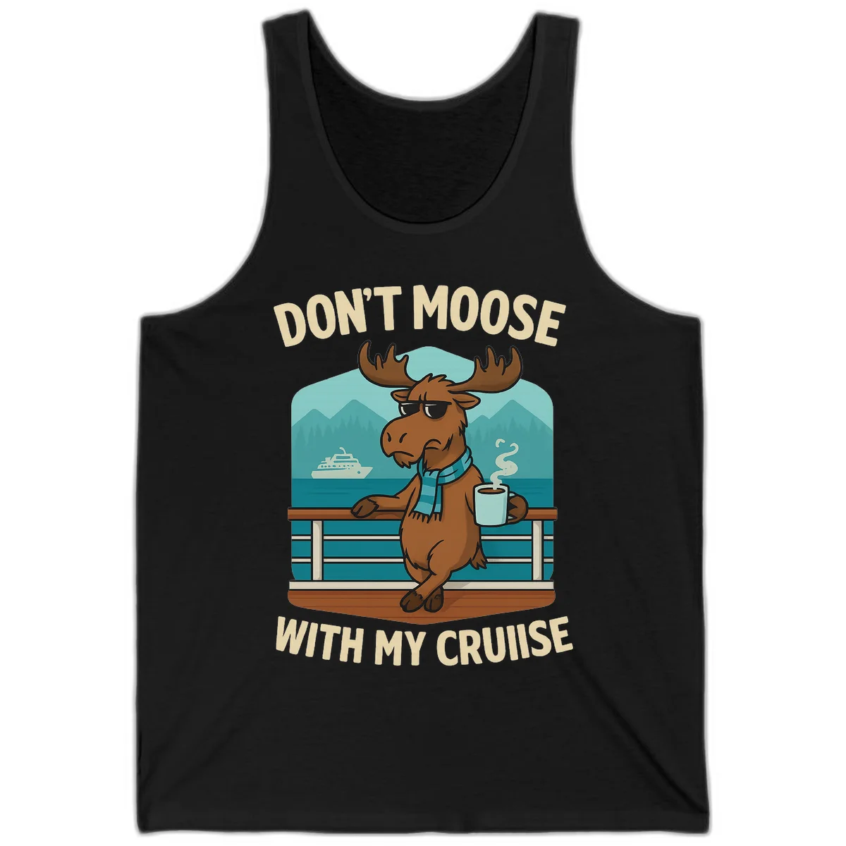 A08 Moose Cruise Pun Tank in Black