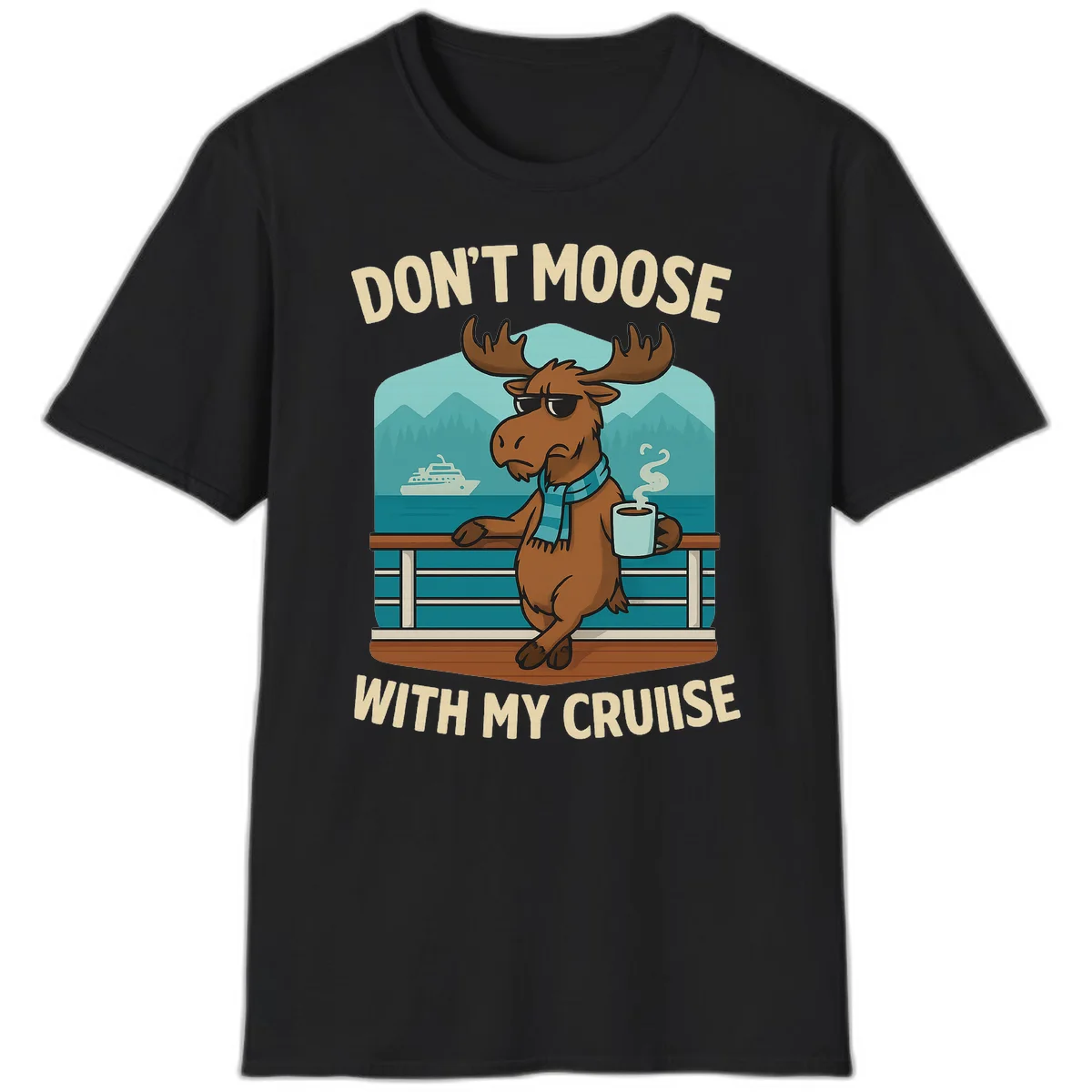 A08 Moose Cruise Pun Tshirt in Black