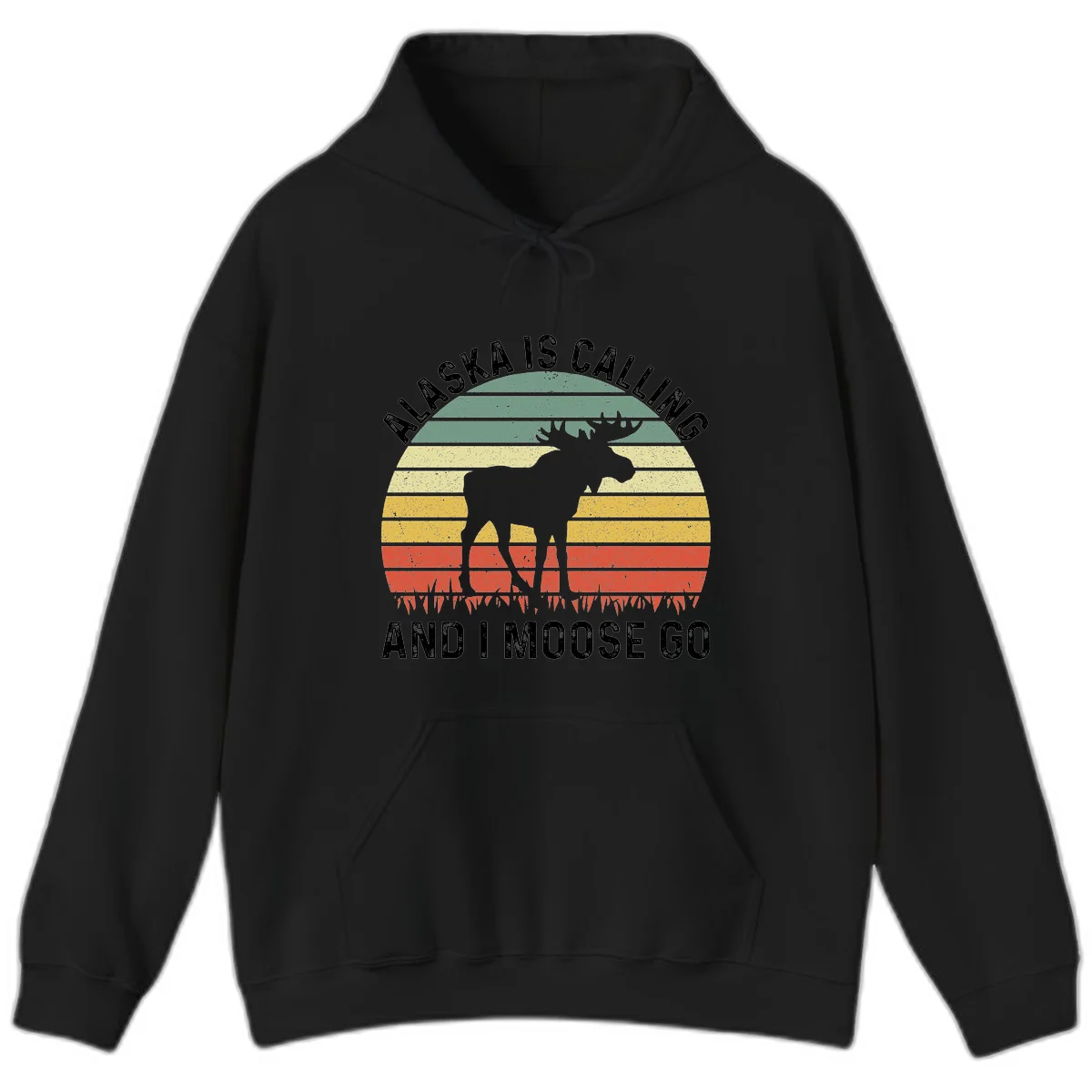 A09 Alaska Calling Moose Hoodie in Black