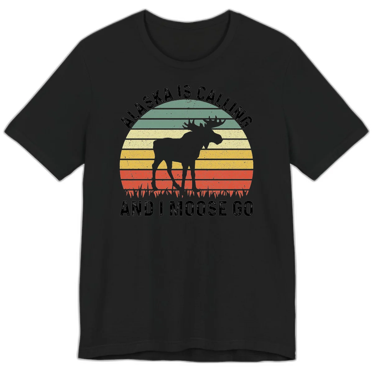 A09 Alaska Calling Moose Premium Tee in Black