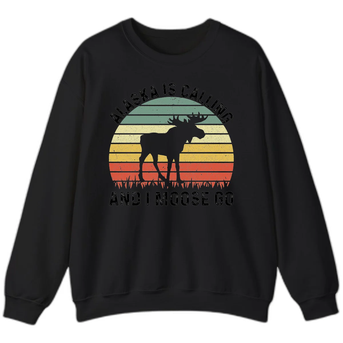 A09 Alaska Calling Moose Sweatshirt in Black