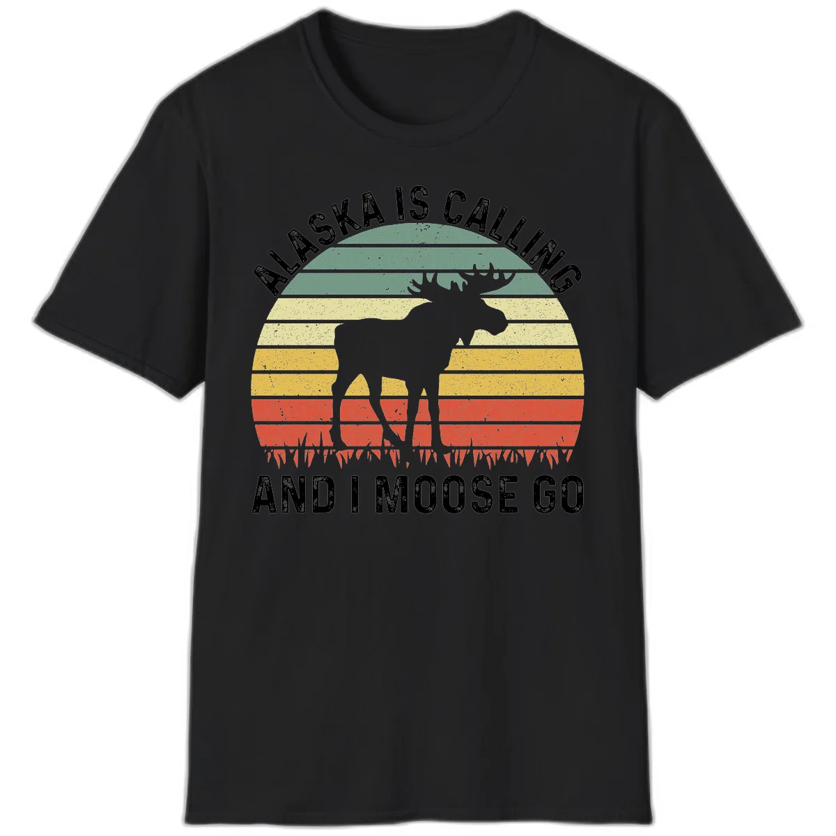 A09 Alaska Calling Moose Tshirt in Black