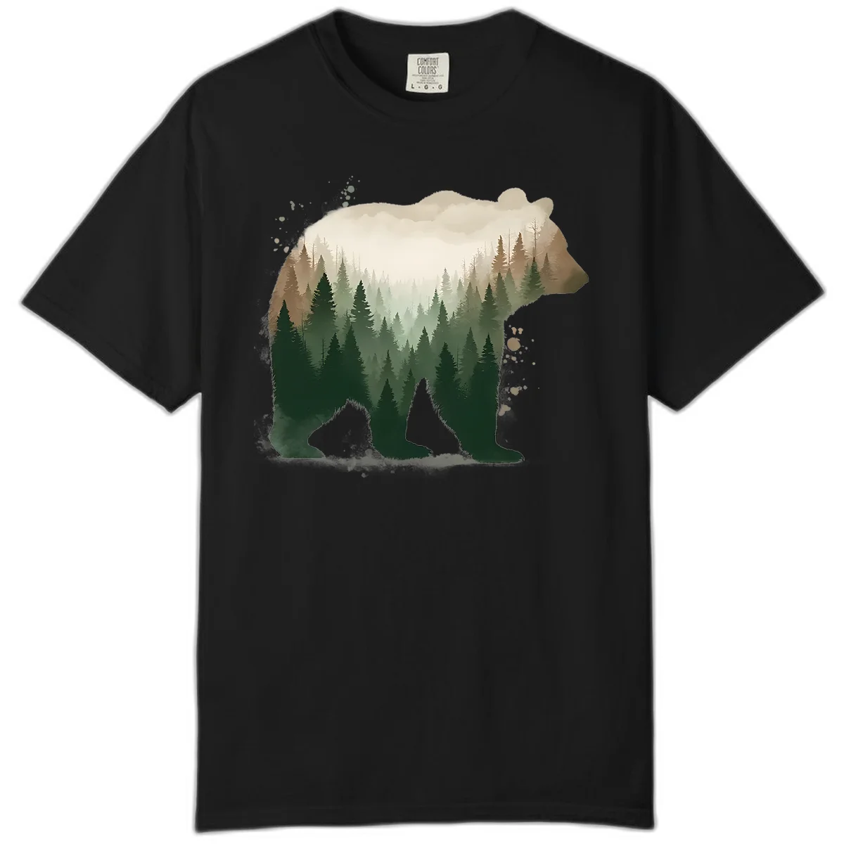 A10 Alaska Bear Forest Comfort Color Tee in Black