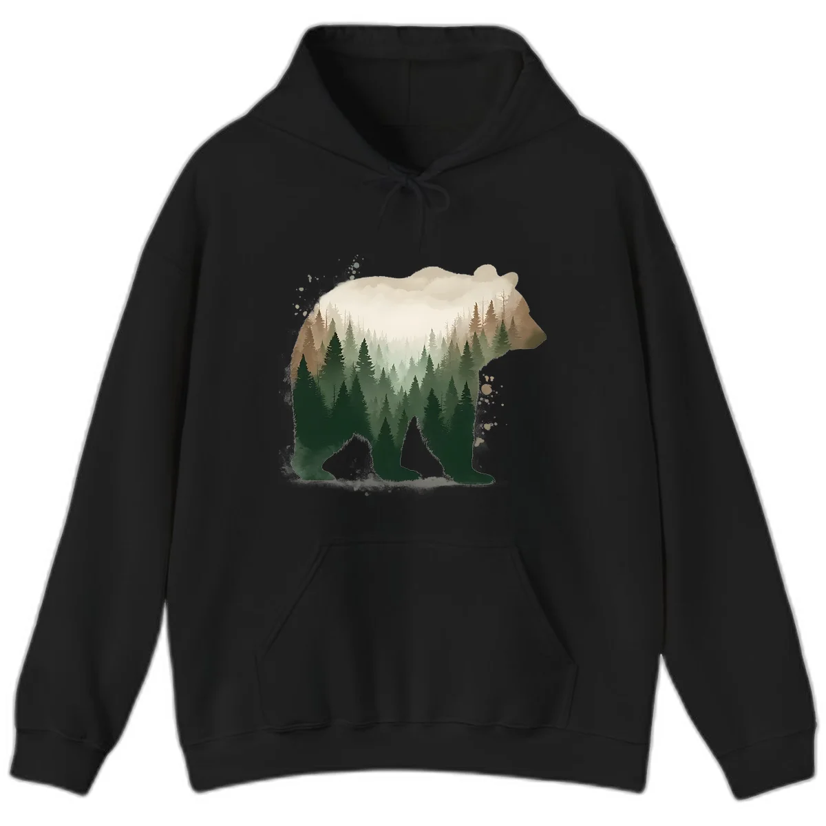 A10 Alaska Bear Forest Hoodie in Black