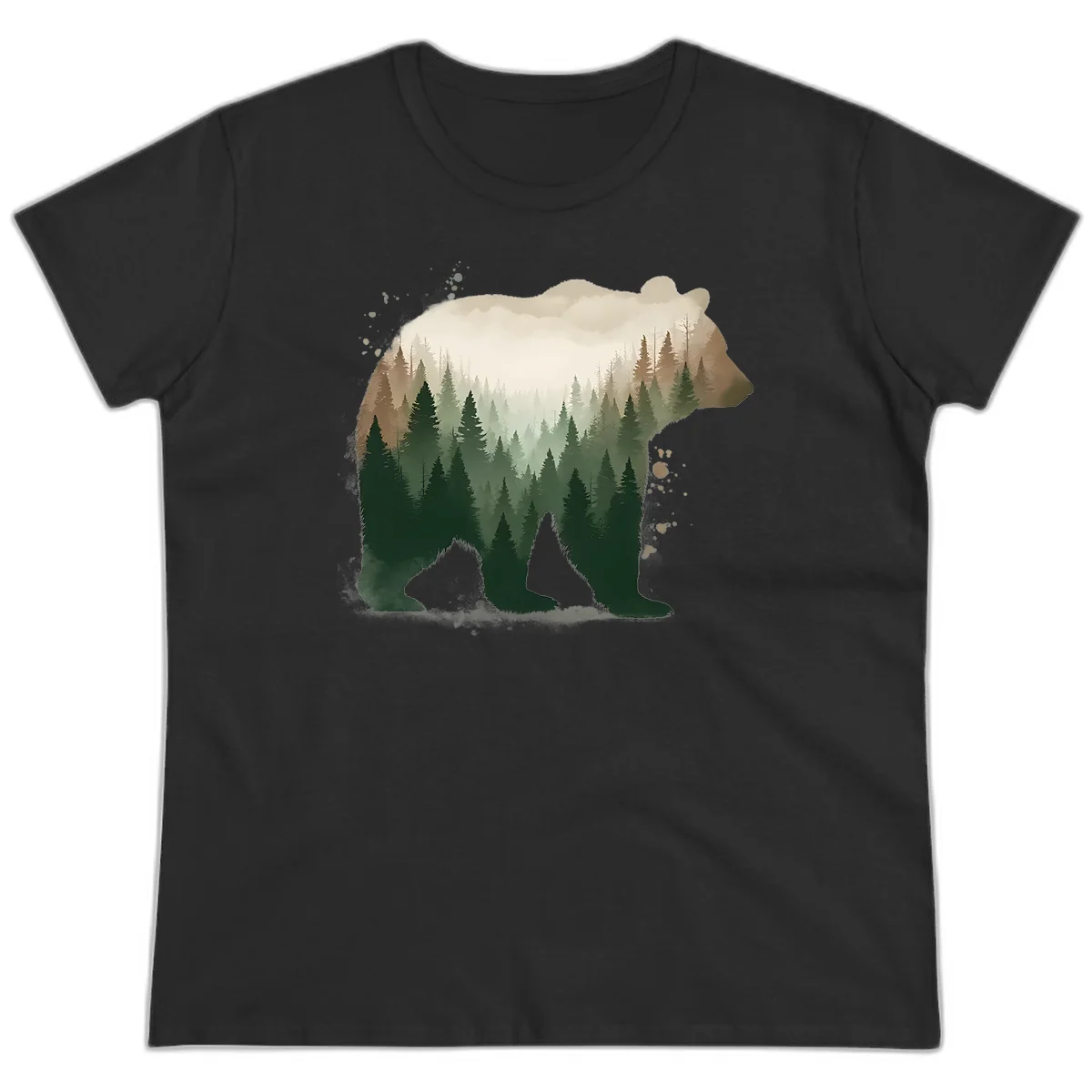 A10 Alaska Bear Forest Ladies Tee in Black