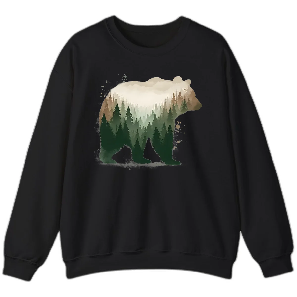 A10 Alaska Bear Forest Sweatshirt in Black