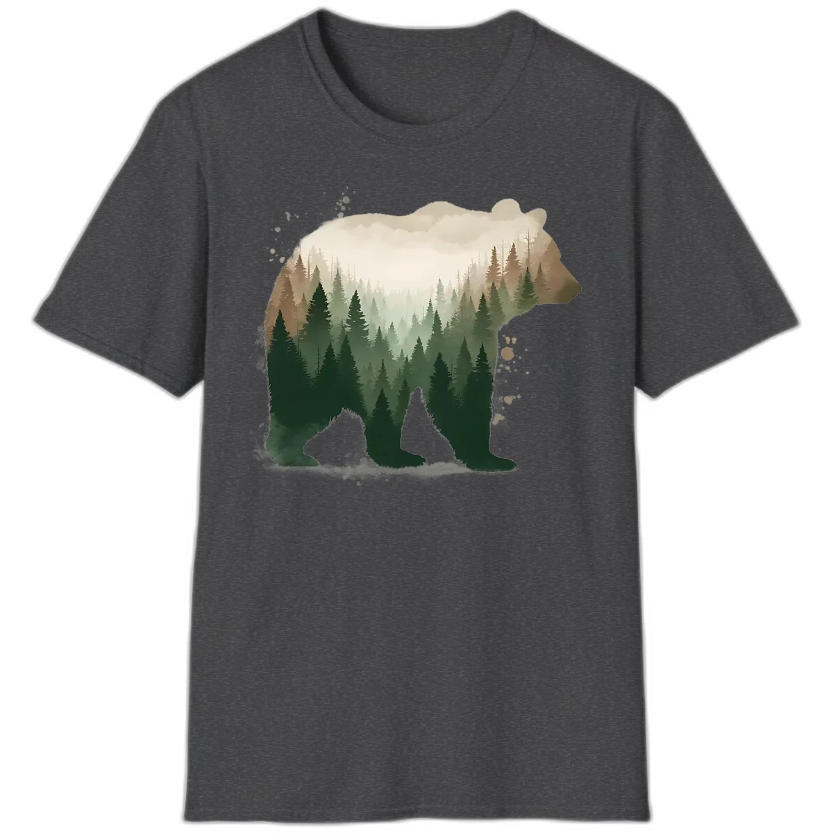 A10 Alaska Bear Forest Tshirt in Dark Heather