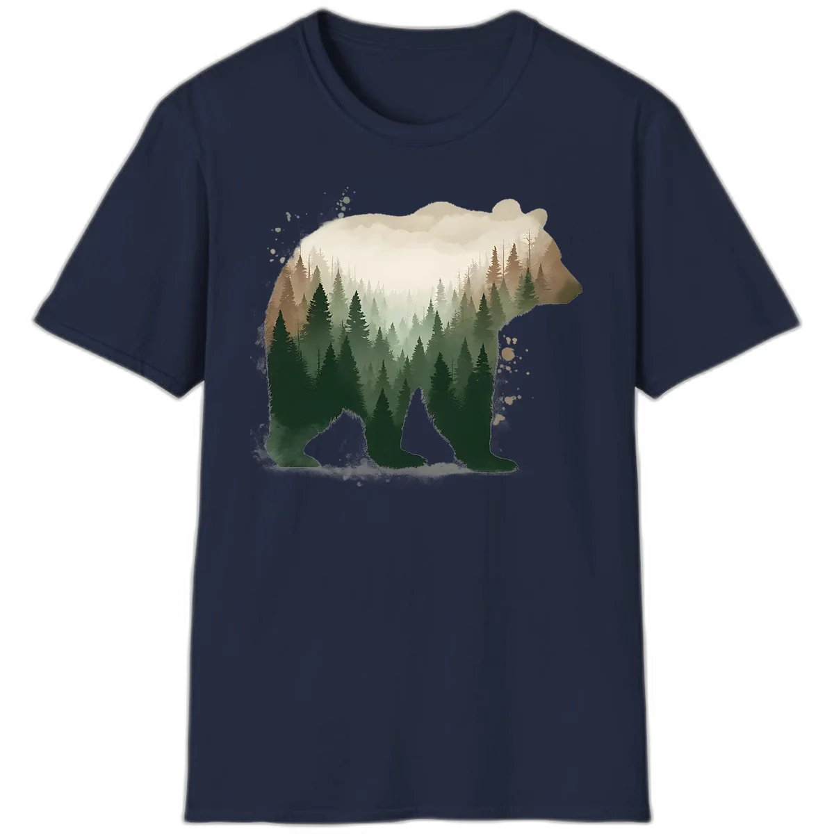 A10 Alaska Bear Forest Tshirt in Navy