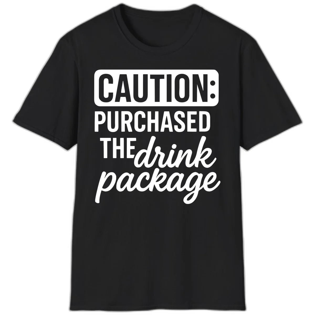 A14 Drink Package Caution Tshirt in Black