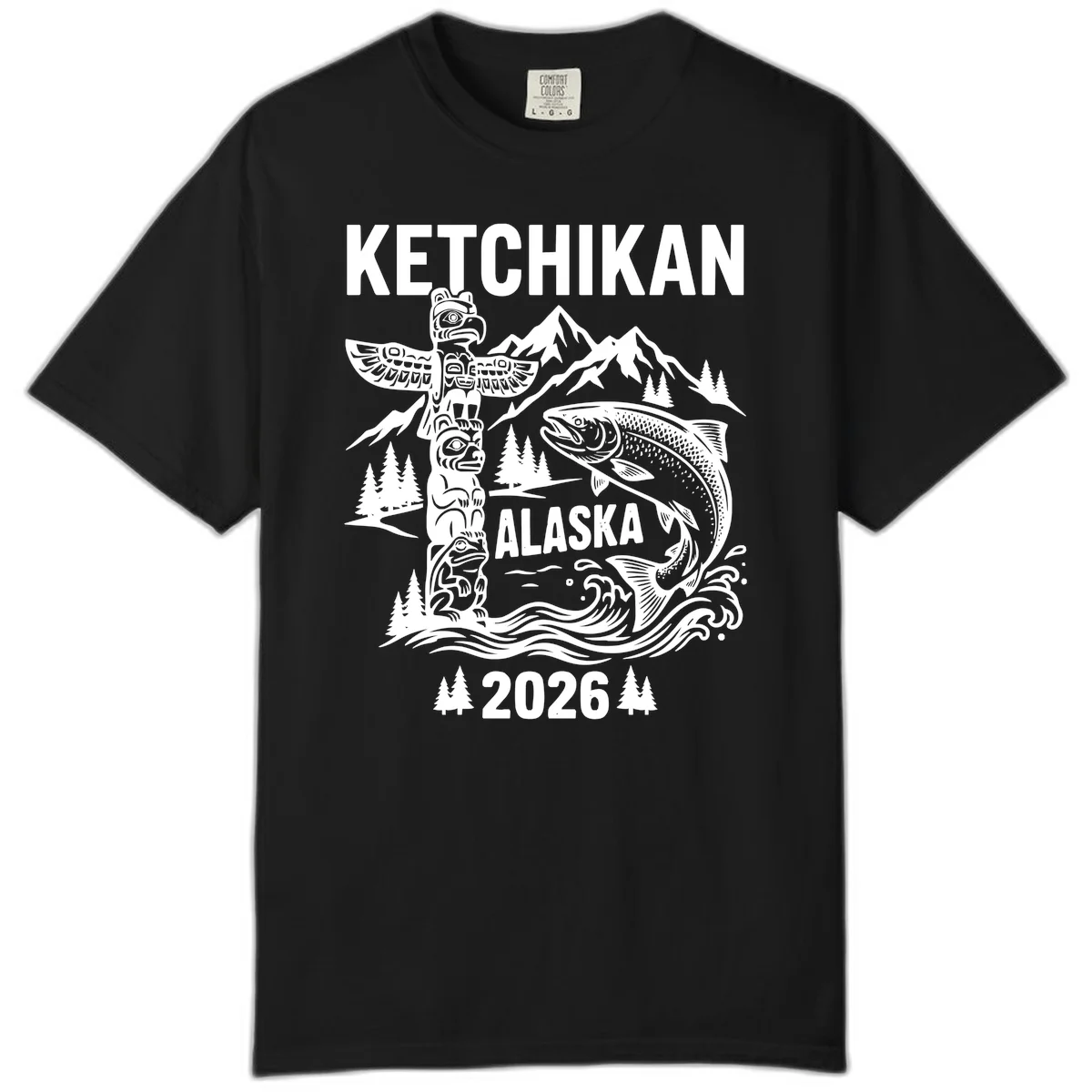 A15 Ketchikan Cruise Port Comfort Color Tee in Black