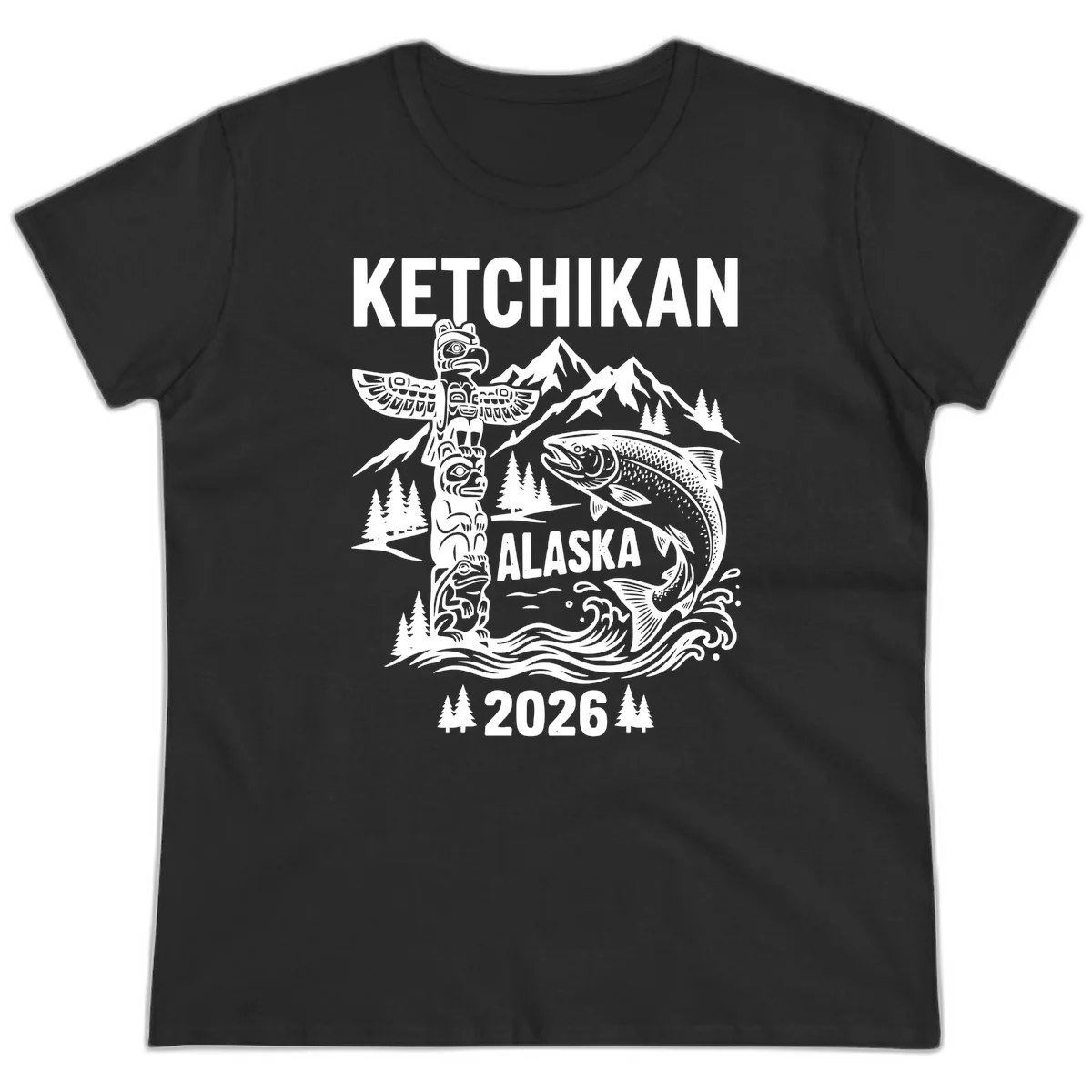 A15 Ketchikan Cruise Port Ladies Tee in Black