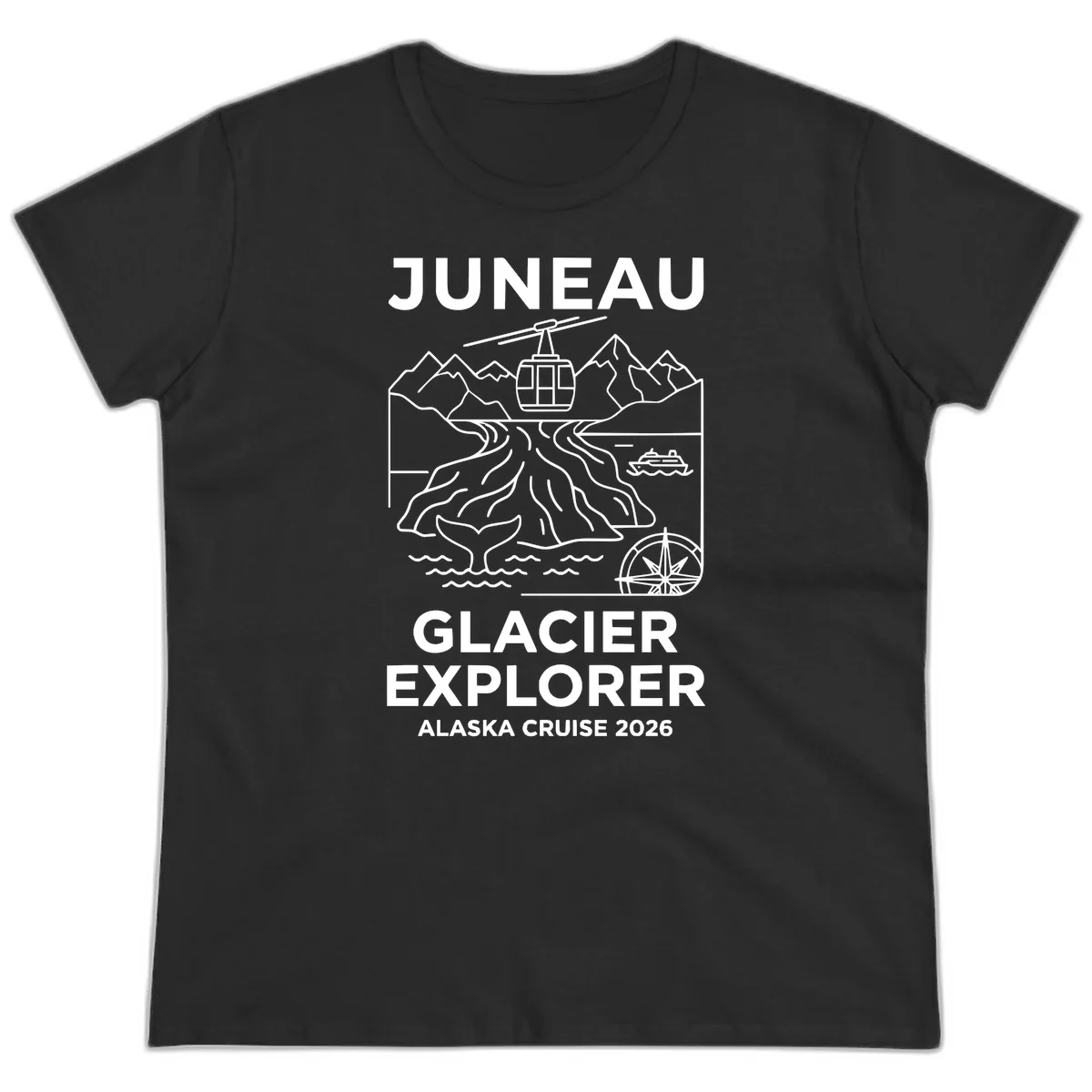 A16 Juneau Glacier Cruise Ladies Tee in Black