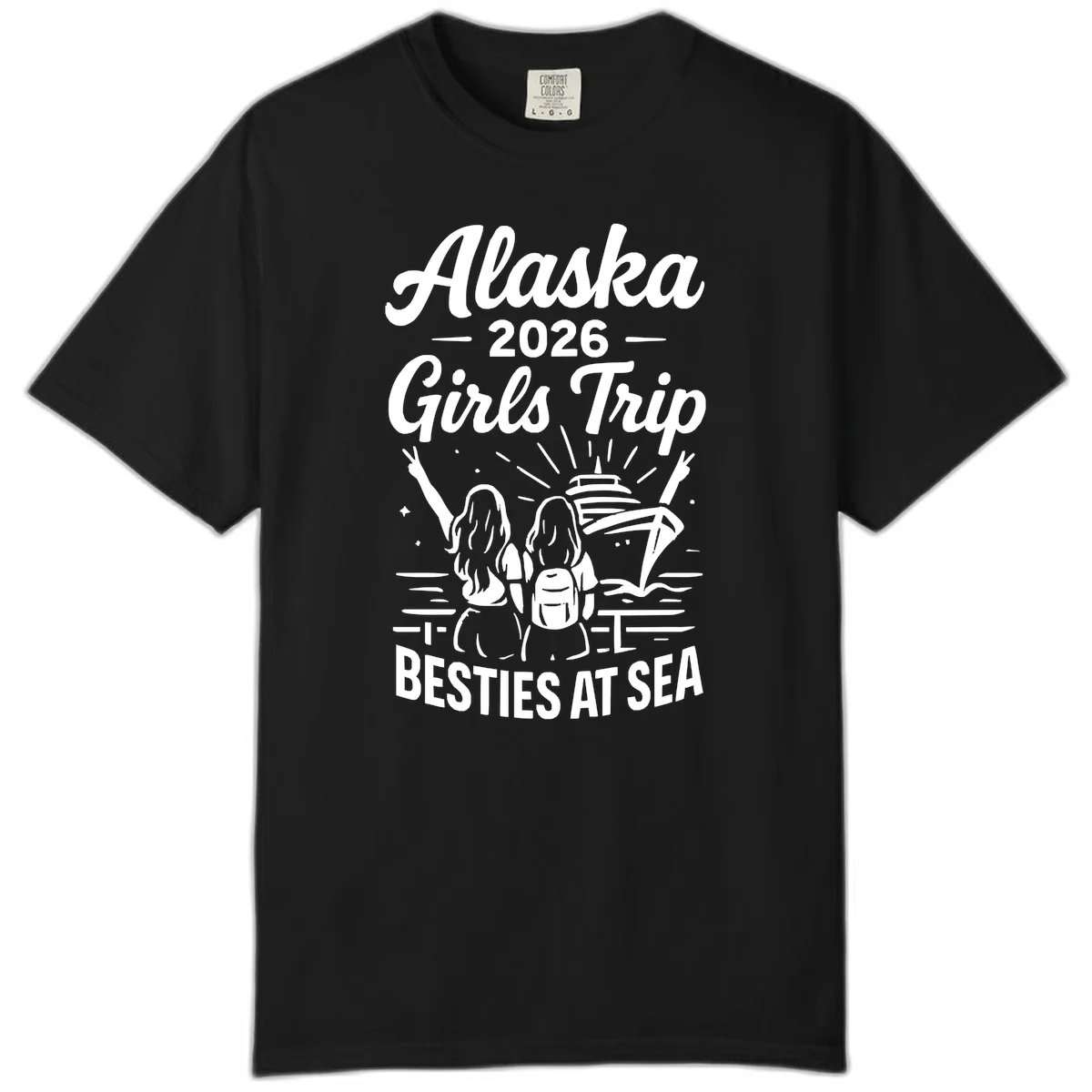 A18 Girls Trip Cruise Comfort Color Tee in Black