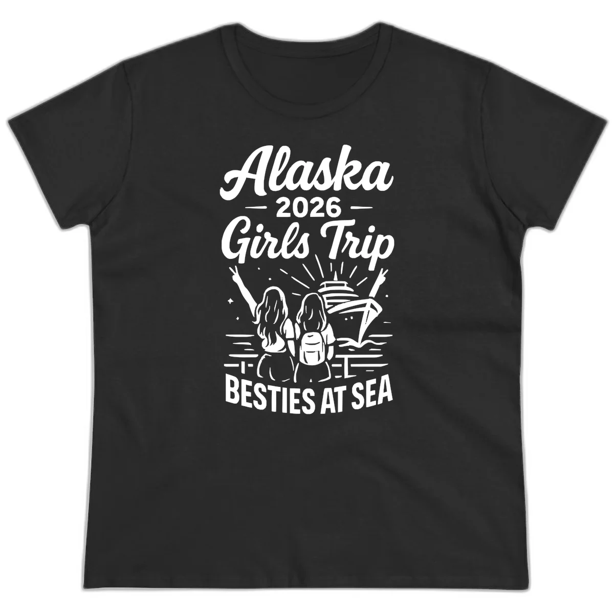A18 Girls Trip Cruise Ladies Tee in Black