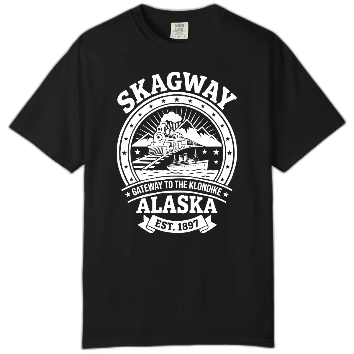 A20 Skagway Klondike Cruise Comfort Color Tee in Black
