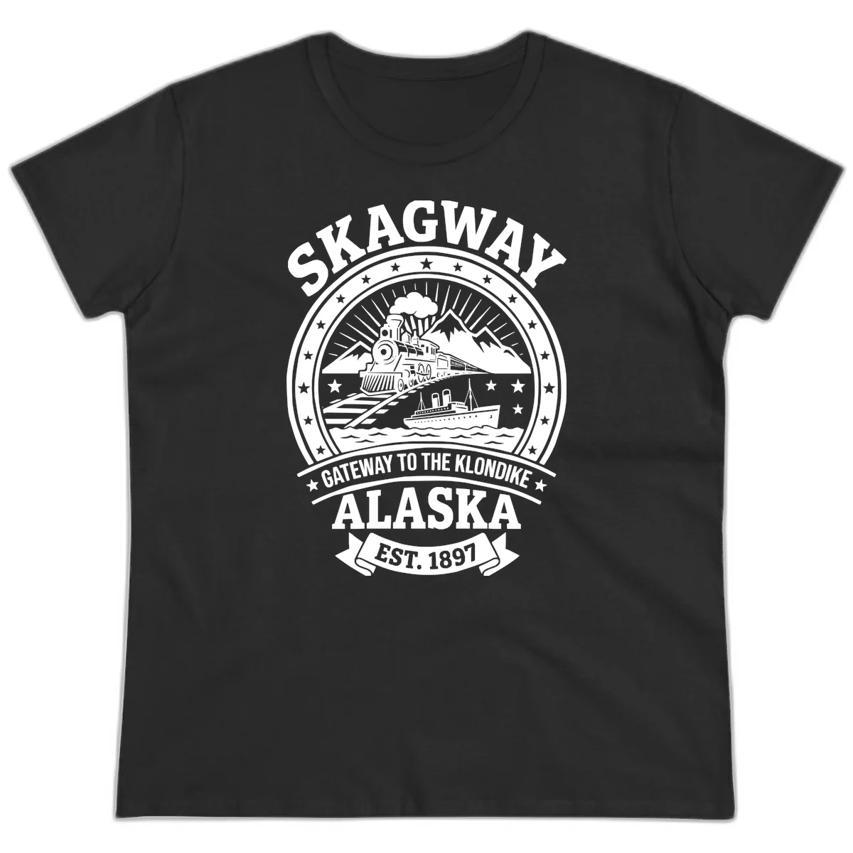 A20 Skagway Klondike Cruise Ladies Tee in Black