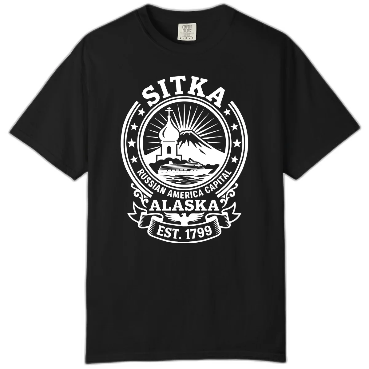 A21 Sitka Russian Cruise Comfort Color Tee in Black