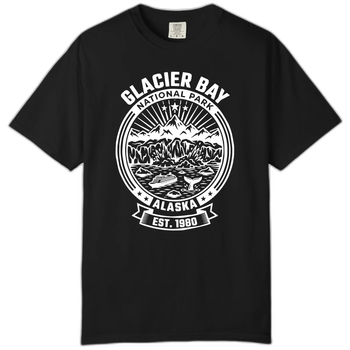 A22 Glacier Bay National Park Comfort Color Tee in Black