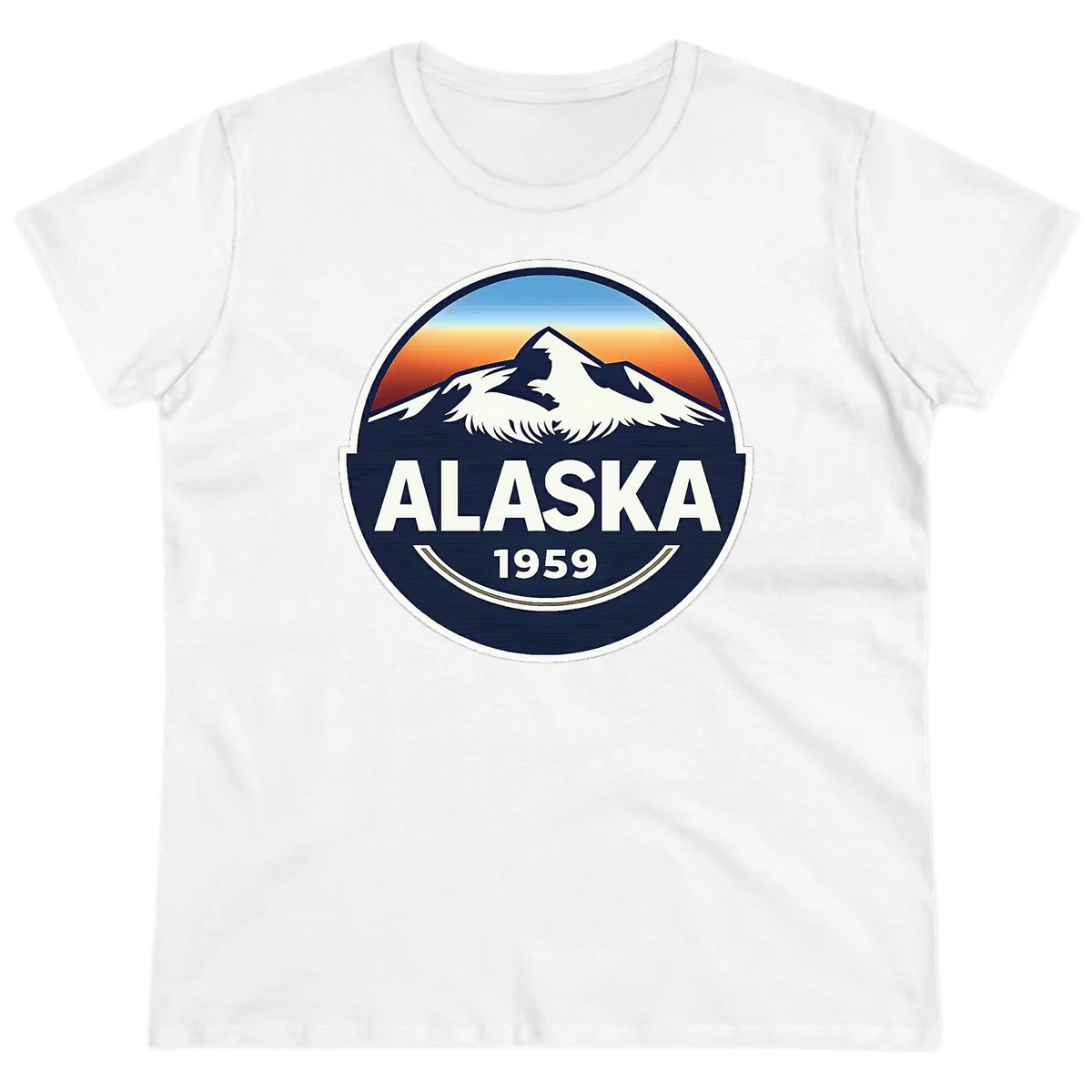 B01 Alaska-1959-Mountain-Badge Ladies Tee in White