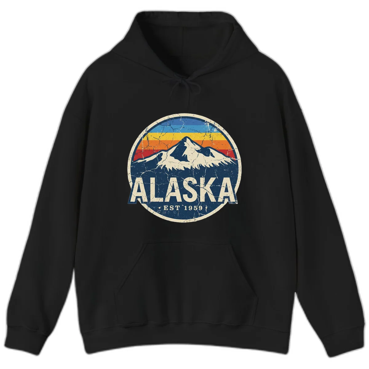 B02 Alaska Est 1959 Distressed Hoodie in Black