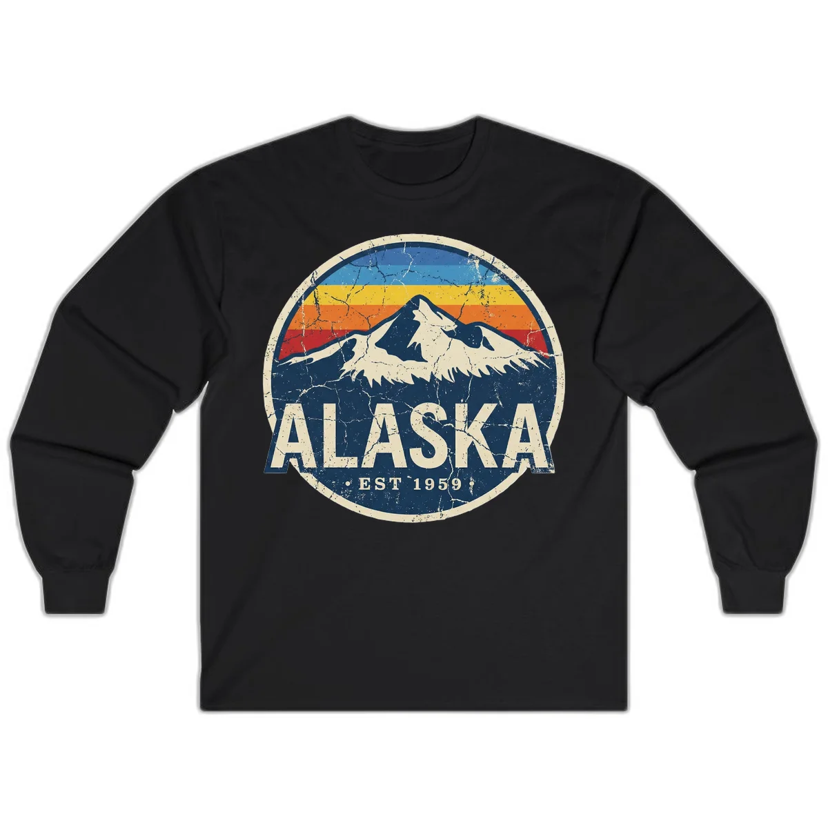 B02 Alaska Est 1959 Distressed Long Sleeve in Black