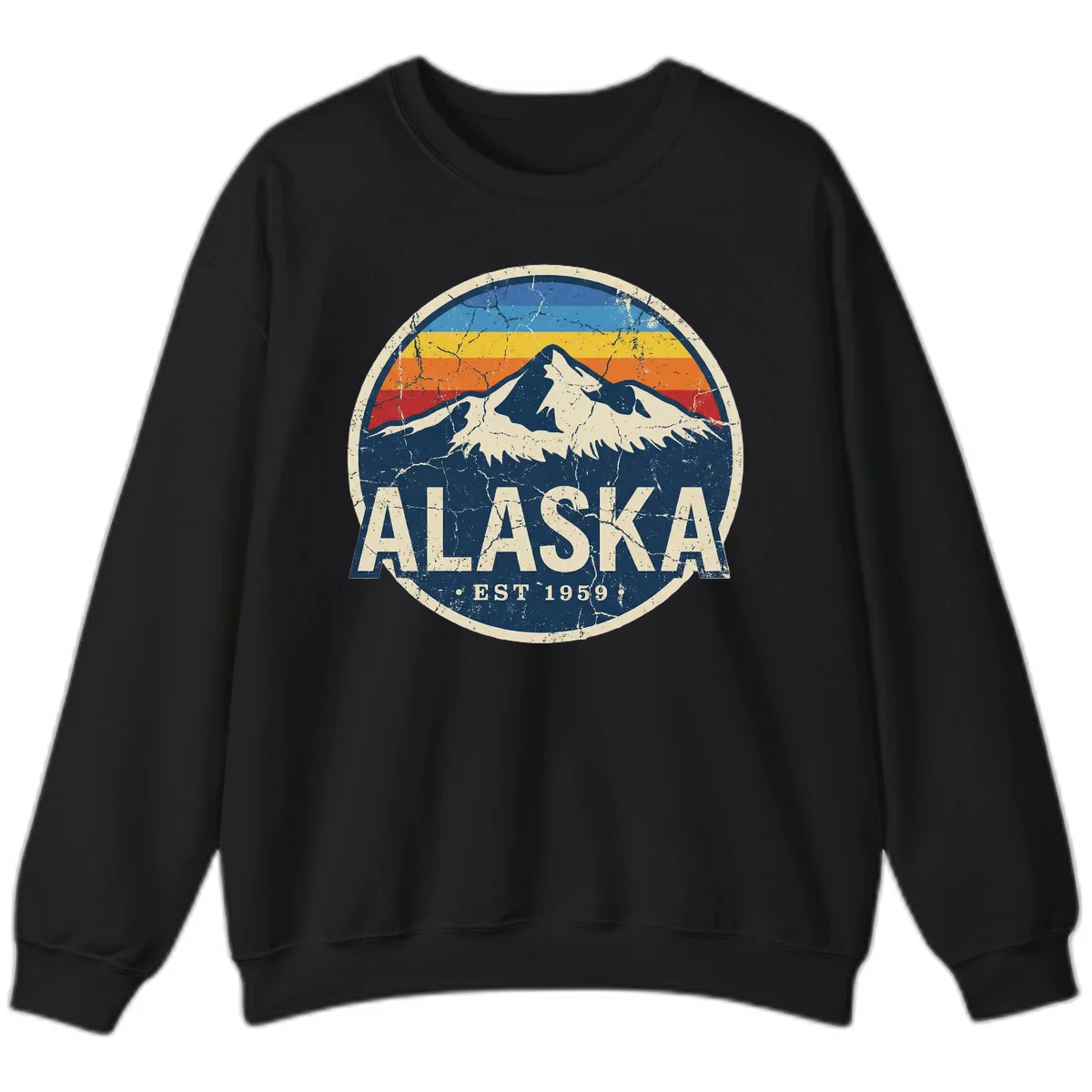 B02 Alaska Est 1959 Distressed Sweatshirt in Black