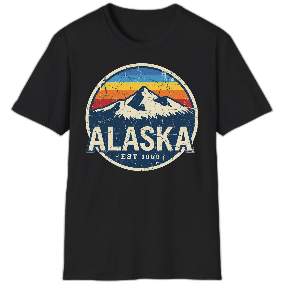 B02 Alaska Est 1959 Distressed Tshirt in Black