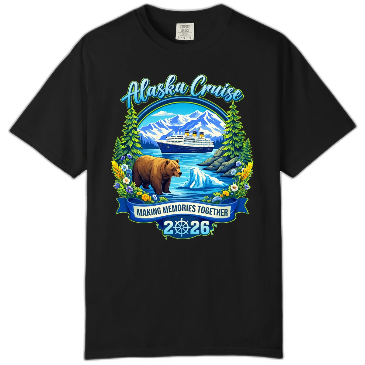 B04 Alaska Cruise Making Memories Comfort Color Tee in Black