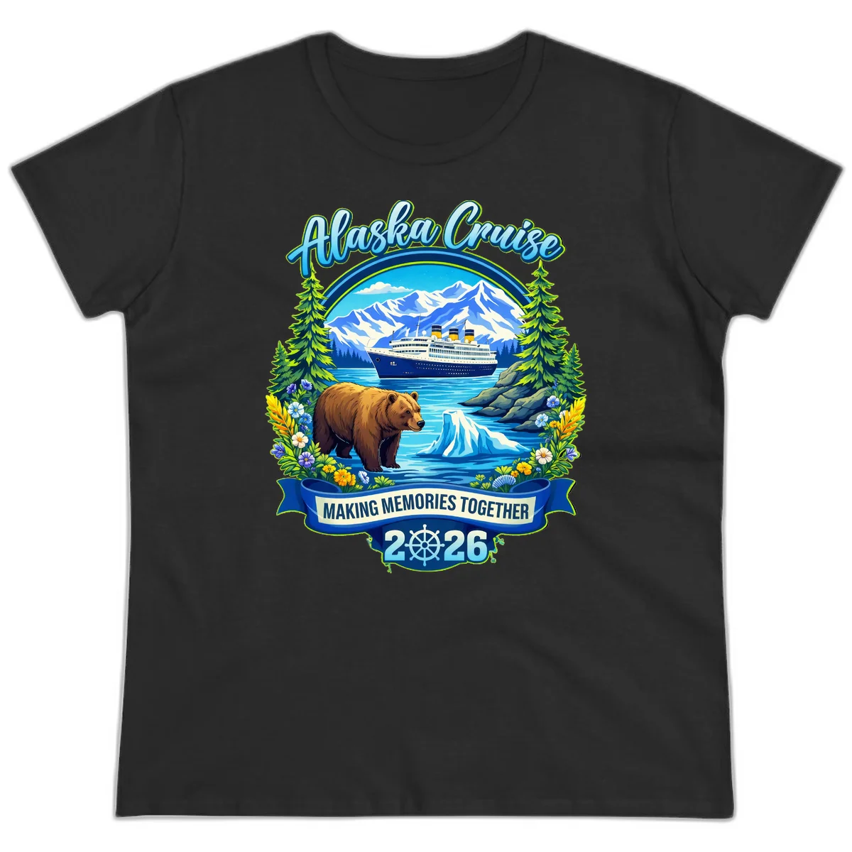 B04 Alaska Cruise Making Memories Ladies Tee in Black