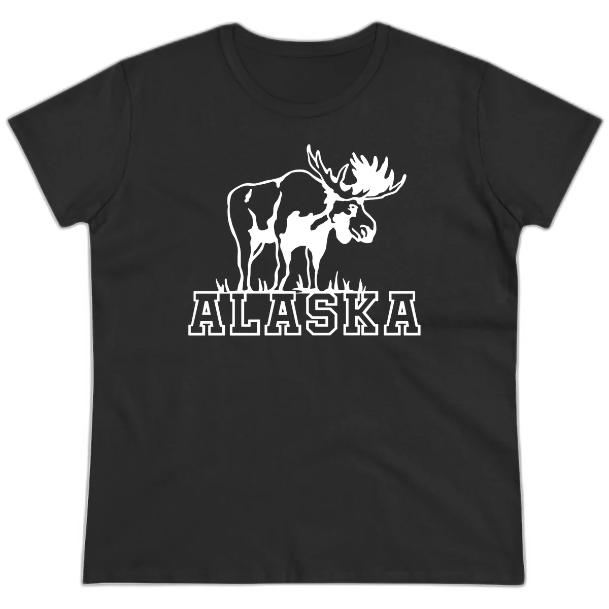 B05 Alaska Moose State Pride Ladies Tee in Black